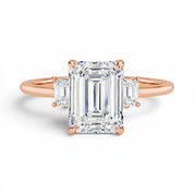 L'Emeraude® 3-Stones 3ct Diamond Ring, 14K Rose Gold