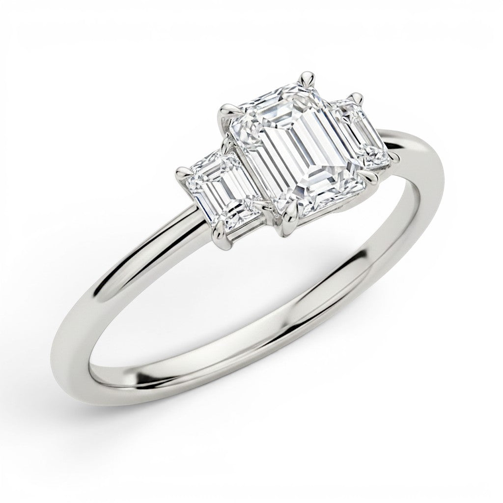L'Emeraude® 3-Stones 1ct Diamond Ring, Platinum