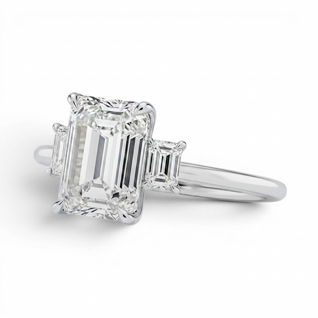 L'Emeraude® 3-Stones 3ct Diamond Ring, 14K White Gold