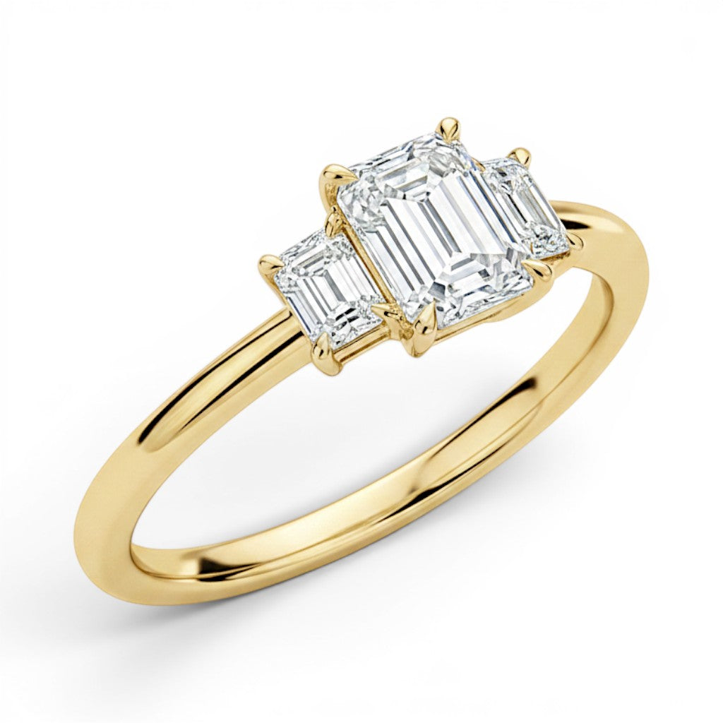 L'Emeraude® 3-Stones 1ct Diamond Ring, 14K Yellow Gold