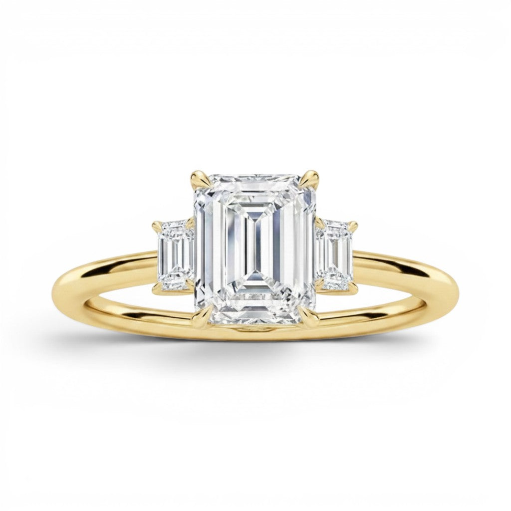 L'Emeraude® 3-Stones 2ct Diamond Ring, 14K Yellow Gold