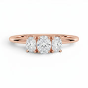 L'Ovale® 3-Stones 0.5ct Diamond Ring, 14K Rose Gold