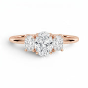 L'Ovale® 3-Stones 1ct Diamond Ring, 14K Rose Gold