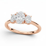 L'Ovale® 3-Stones 1ct Diamond Ring, 14K Rose Gold