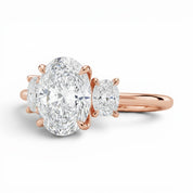 L'Ovale® 3-Stones 3ct Diamond Ring, 14K Rose Gold