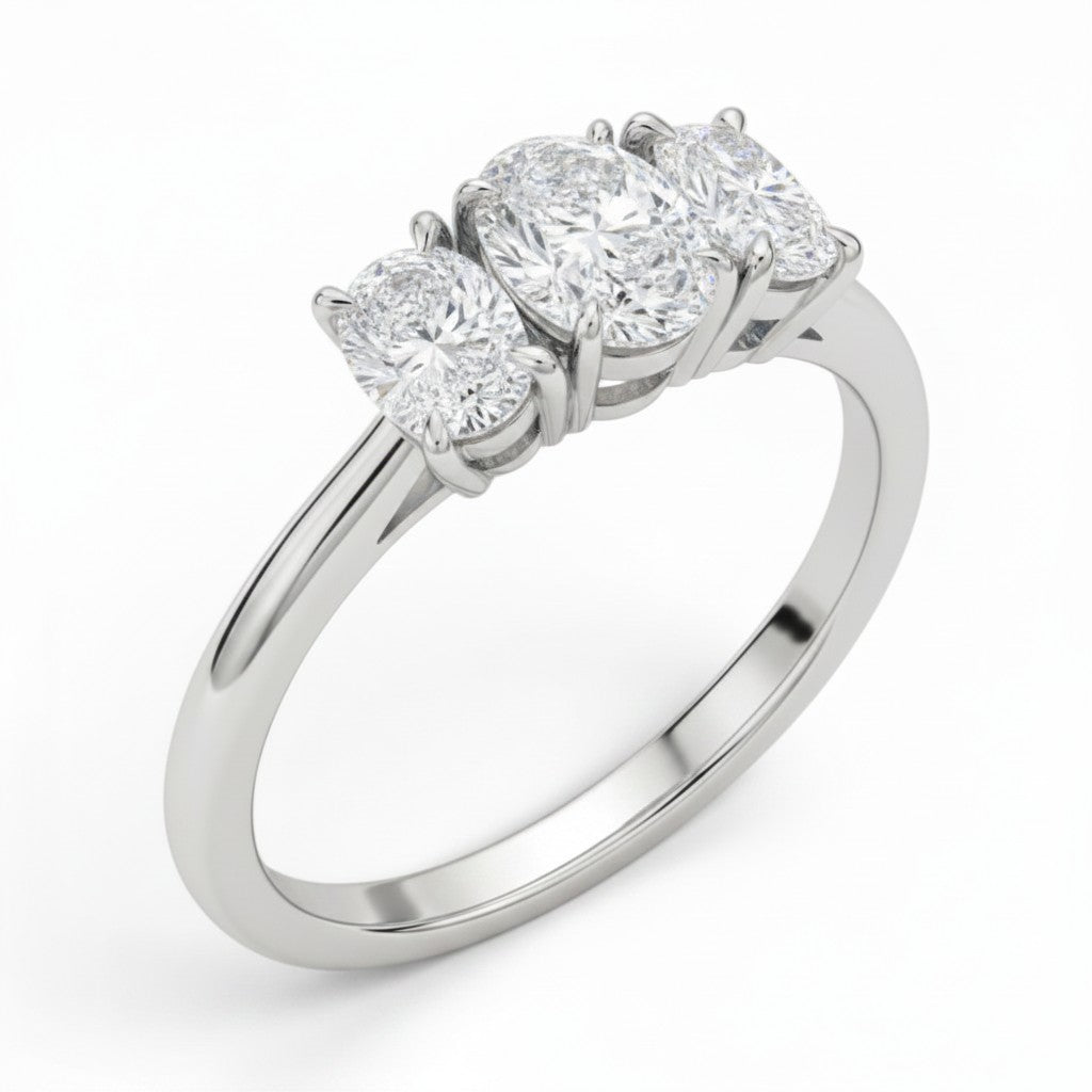L'Ovale® 3-Stones 0.5ct Diamond Ring, Platinum