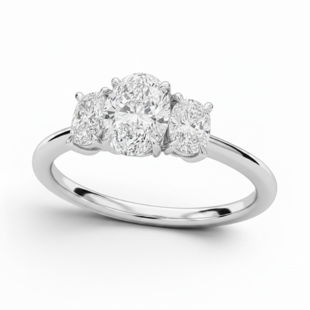 L'Ovale® 3-Stones 1ct Diamond Ring, Platinum