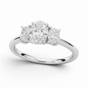 L'Ovale® 3-Stones 1ct Diamond Ring, Platinum