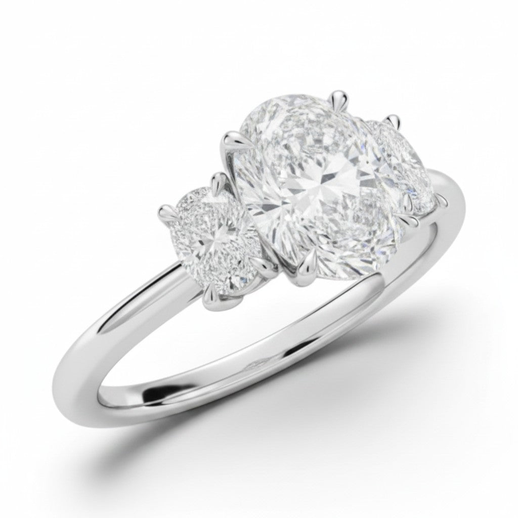 L'Ovale® 3-Stones 2ct Diamond Ring, Platinum
