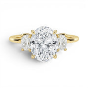 L'Ovale® 3-Stones 3ct Diamond Ring, 14K Yellow Gold