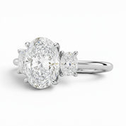 L'Ovale® 3-Stones 3ct Diamond Ring, 14K White Gold