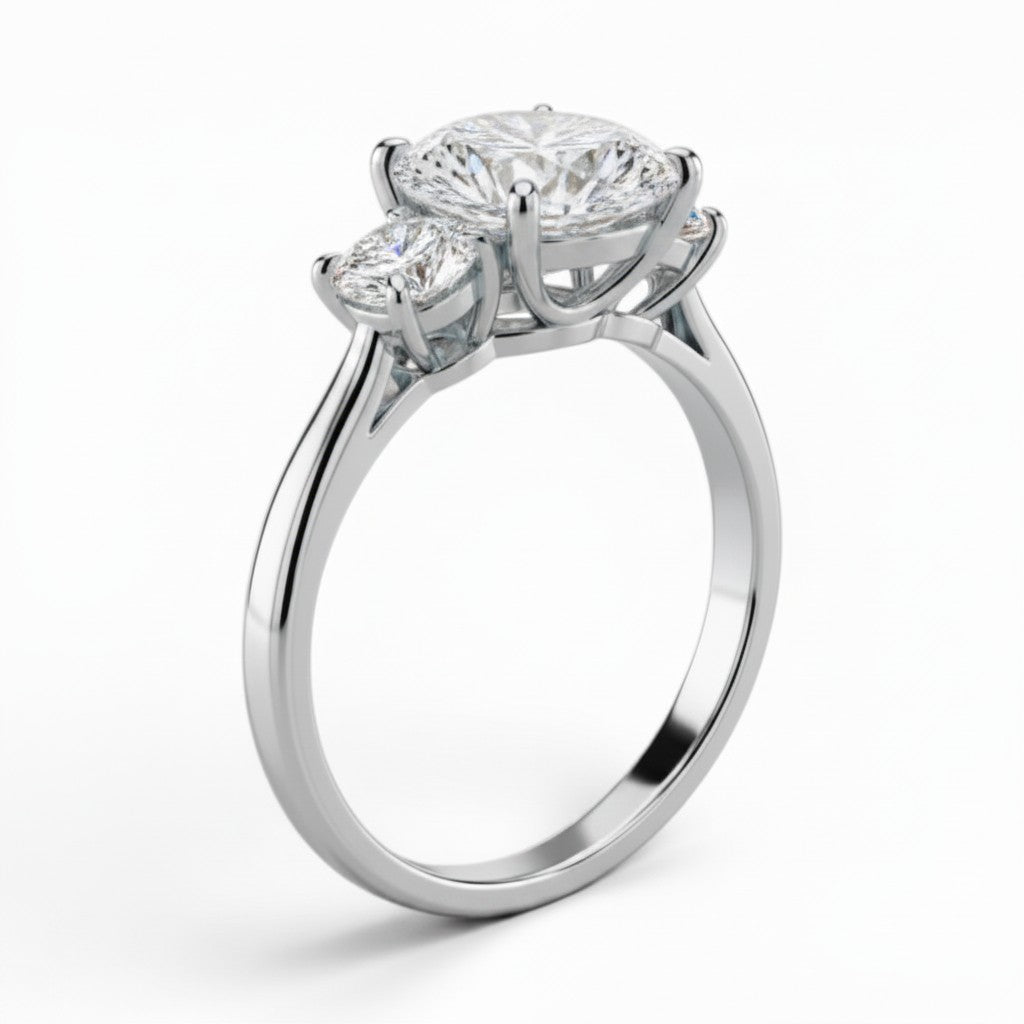 L'Ovale® 3-Stones 3ct Diamond Ring, 14K White Gold