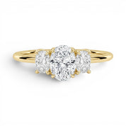 L'Ovale® 3-Stones 1ct Diamond Ring, 14K Yellow Gold