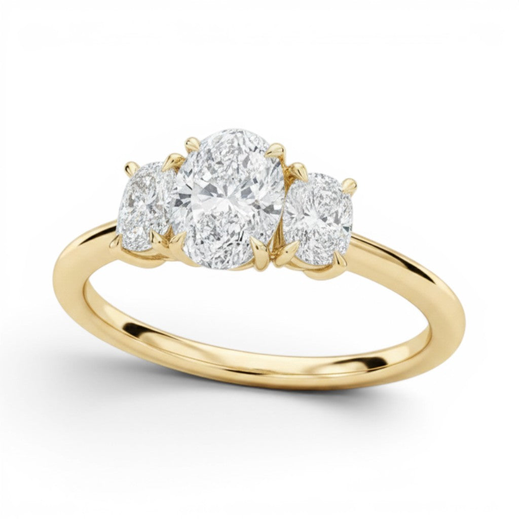 L'Ovale® 3-Stones 1ct Diamond Ring, 14K Yellow Gold