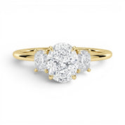 L'Ovale® 3-Stones 2ct Diamond Ring, 14K Yellow Gold