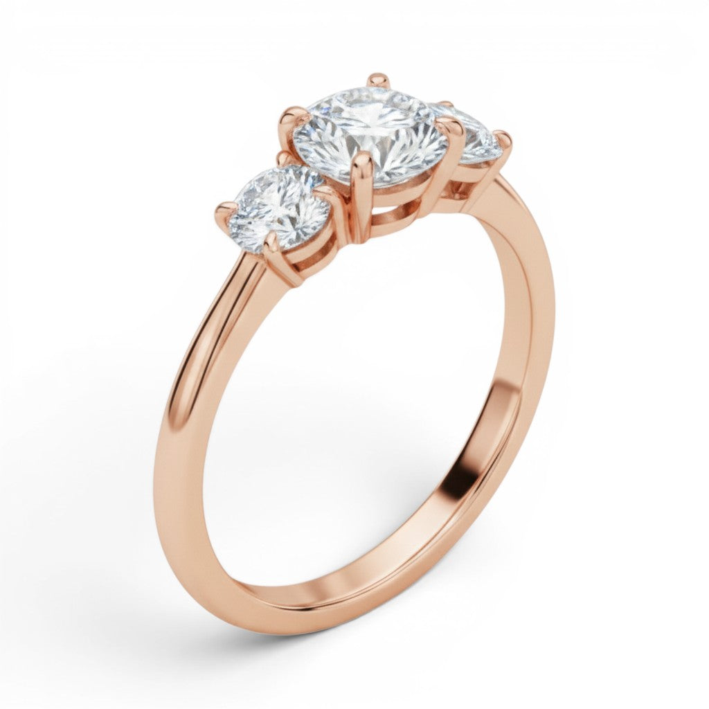 La Ronde® 3-Stones 1ct Diamond Ring, 14K Rose Gold