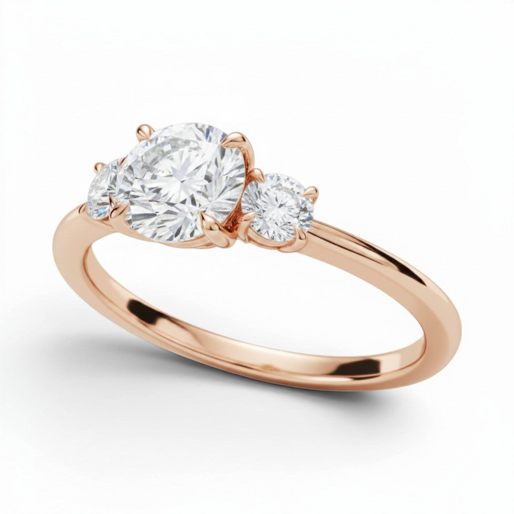 La Ronde® 3-Stones 2ct Diamond Ring, 14K Rose Gold