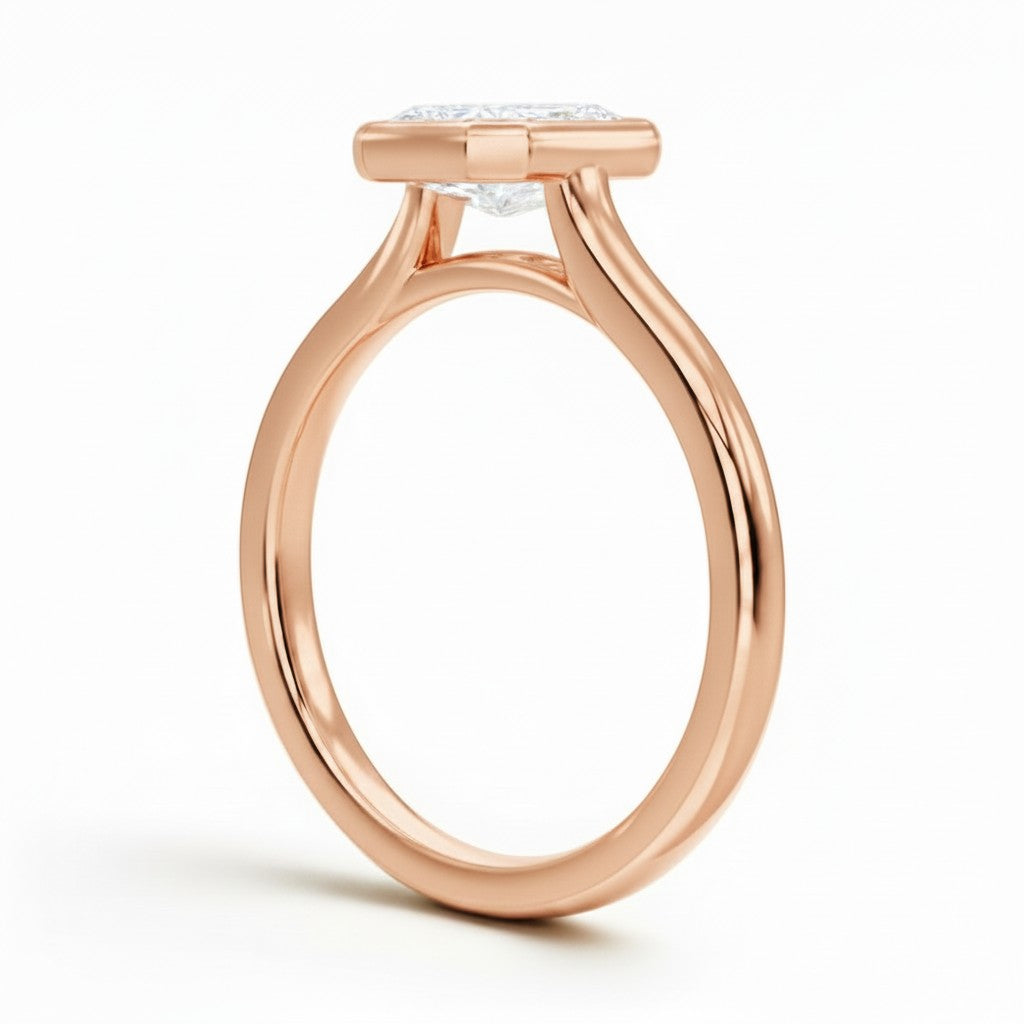 L'Emeraude® Bezel Solitaire 1ct Diamond Ring, 14K Rose Gold