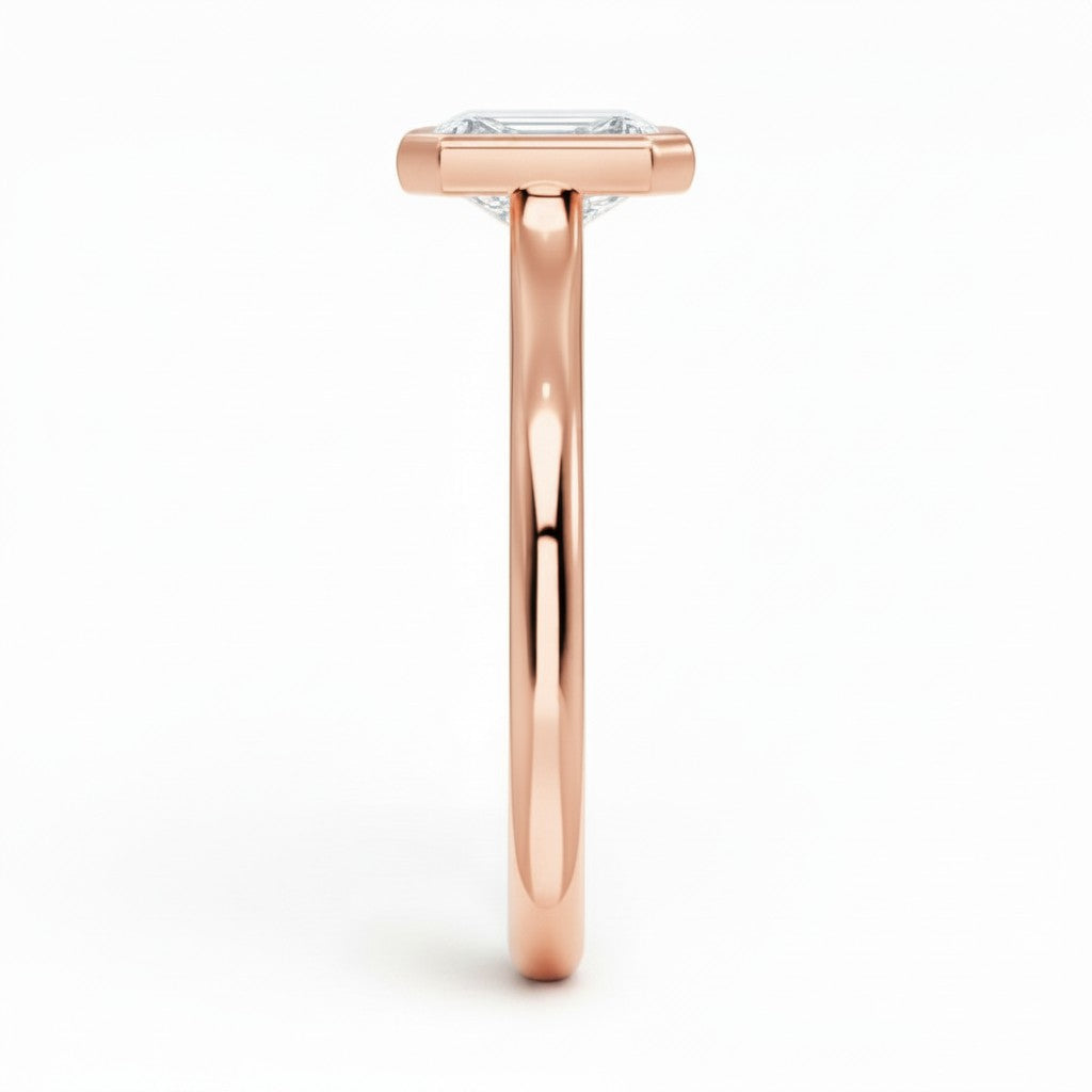L'Emeraude® Bezel Solitaire 1ct Diamond Ring, 14K Rose Gold