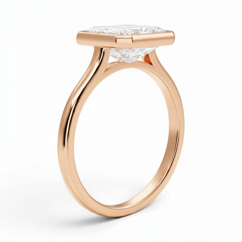 L'Emeraude® Bezel Solitaire 2ct Diamond Ring, 14K Rose Gold