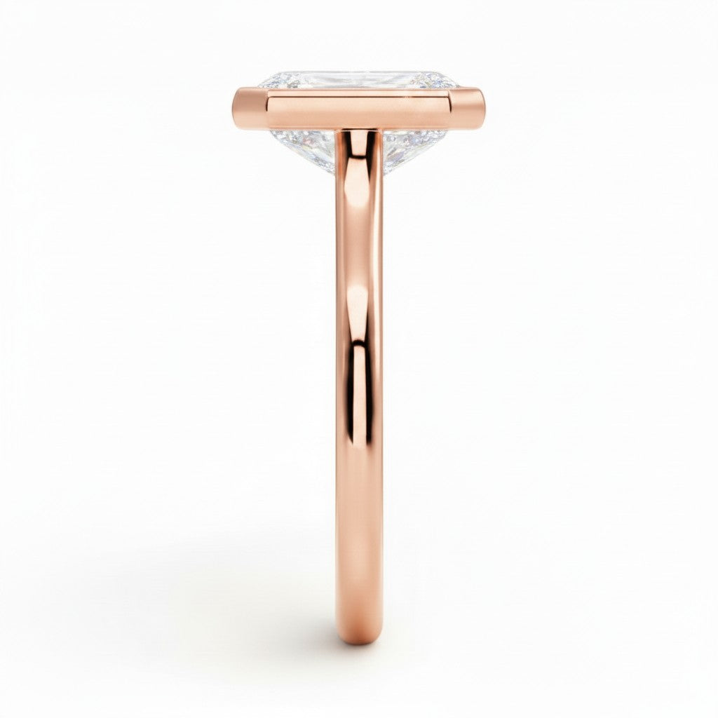 L'Emeraude® Bezel Solitaire 2ct Diamond Ring, 14K Rose Gold