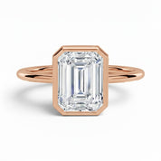 L'Emeraude® Bezel Solitaire 3ct Diamond Ring, 14K Rose Gold