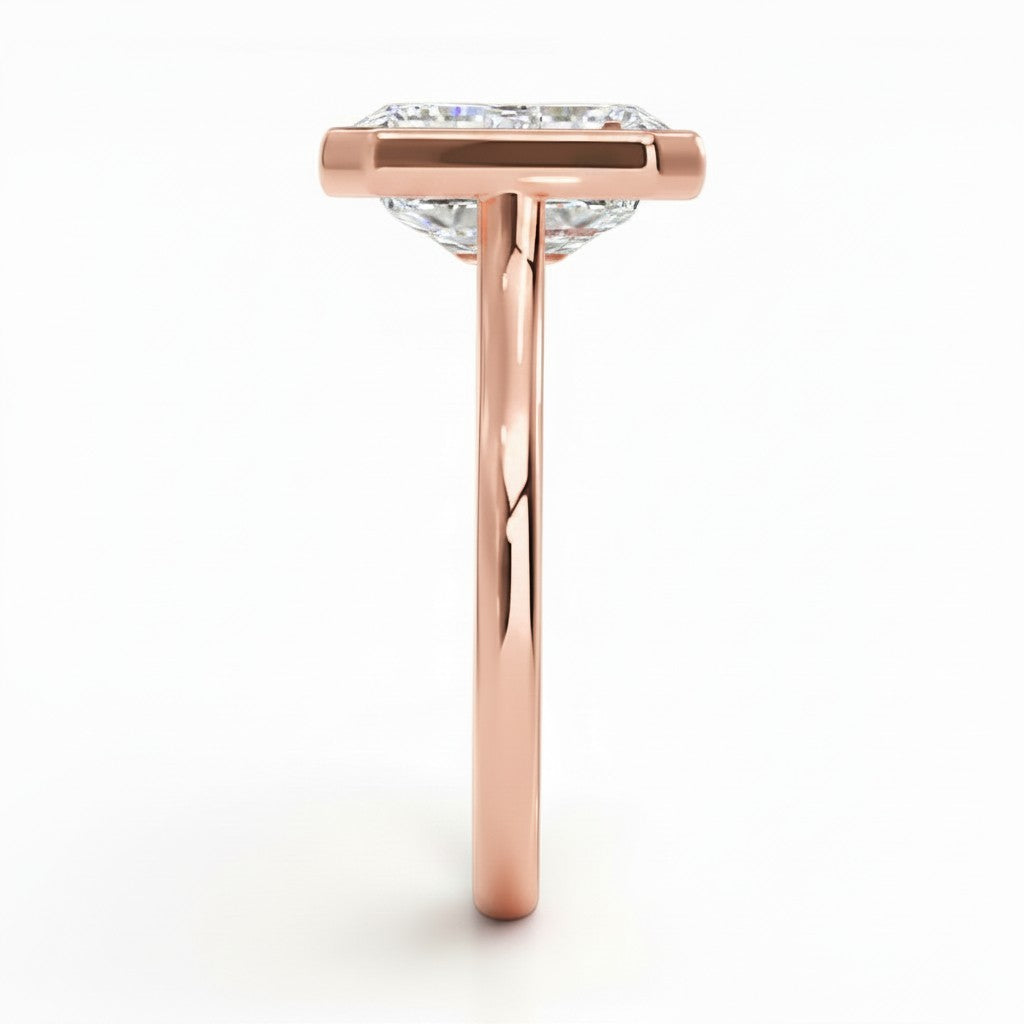 L'Emeraude® Bezel Solitaire 3ct Diamond Ring, 14K Rose Gold