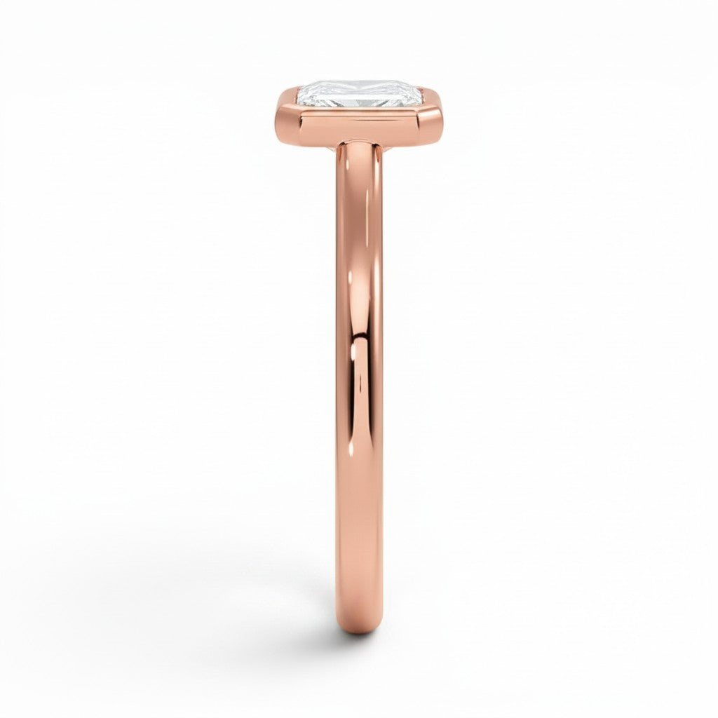 L'Emeraude® Bezel Solitaire 0.5ct Diamond Ring, 14K Rose Gold