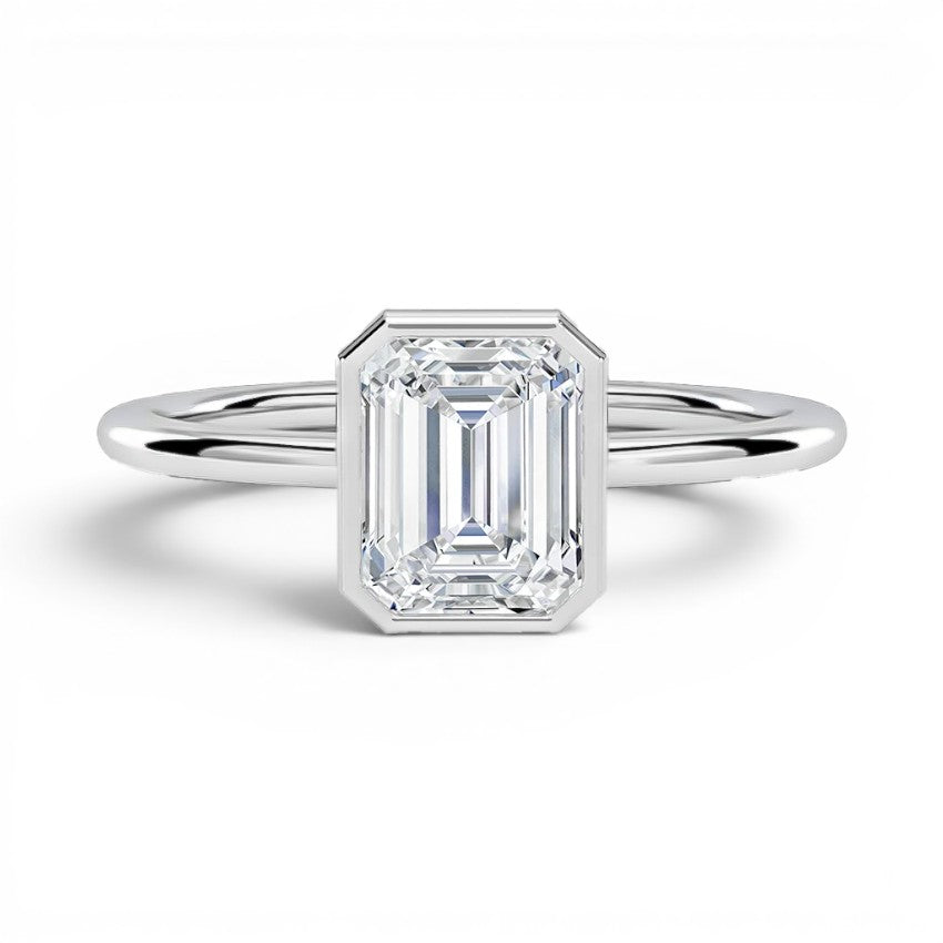 L'Emeraude® Bezel Solitaire 2ct Diamond Ring, 14K White Gold