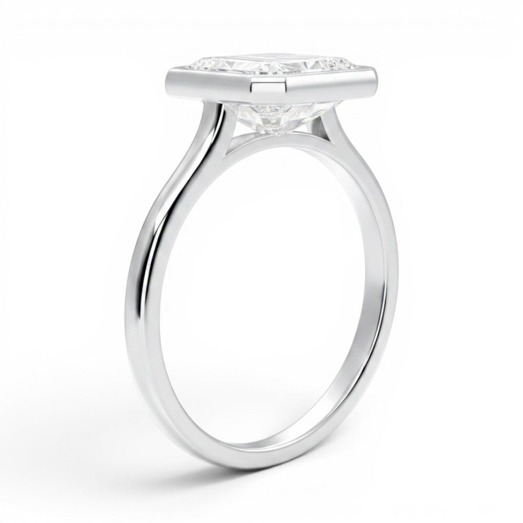 L'Emeraude® Bezel Solitaire 2ct Diamond Ring, 14K White Gold