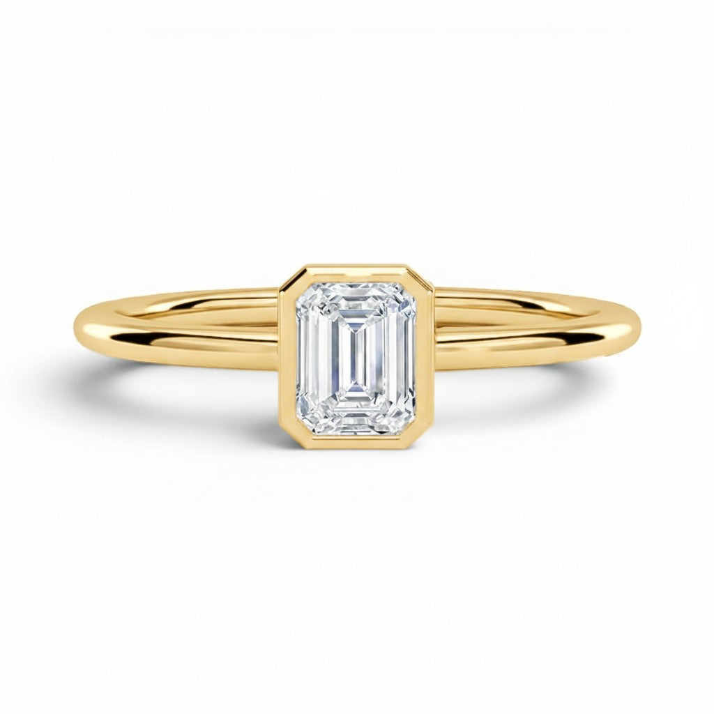 L'Emeraude® Bezel Solitaire 1ct Diamond Ring, 14K Yellow Gold
