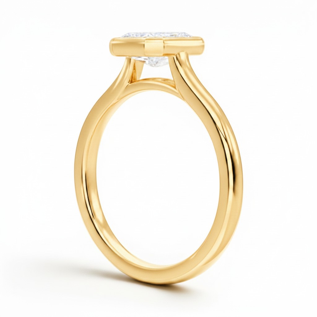 L'Emeraude® Bezel Solitaire 1ct Diamond Ring, 14K Yellow Gold
