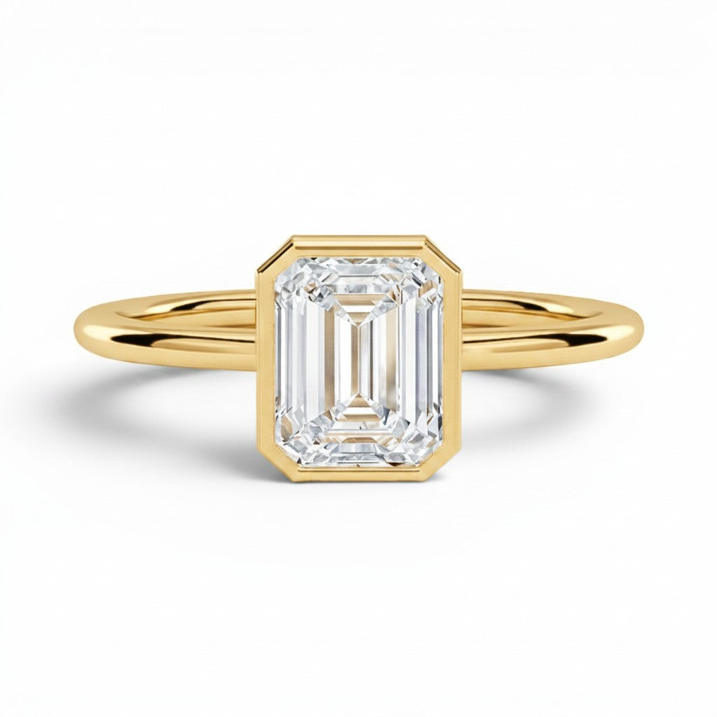 L'Emeraude® Bezel Solitaire 2ct Diamond Ring, 14K Yellow Gold