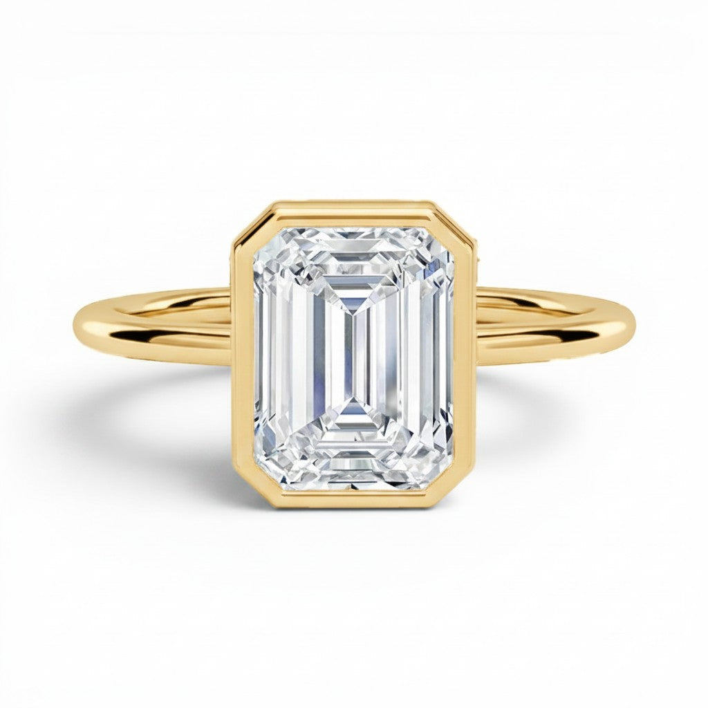 L'Emeraude® Bezel Solitaire 3ct Diamond Ring, 14K Yellow Gold