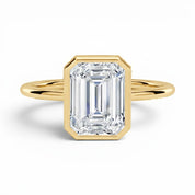 L'Emeraude® Bezel Solitaire 3ct Diamond Ring, 14K Yellow Gold