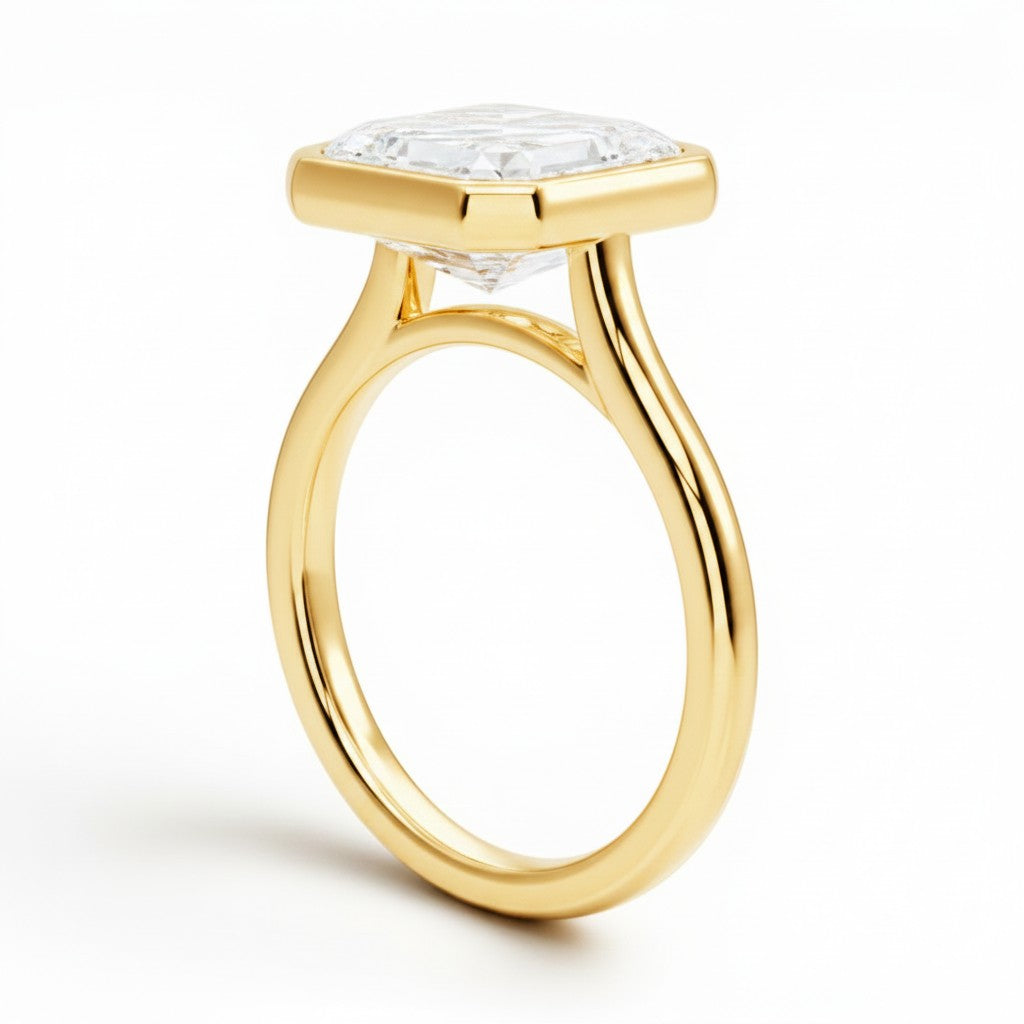 L'Emeraude® Bezel Solitaire 3ct Diamond Ring, 14K Yellow Gold