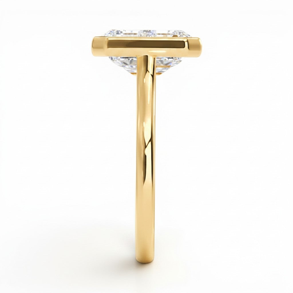 L'Emeraude® Bezel Solitaire 3ct Diamond Ring, 14K Yellow Gold