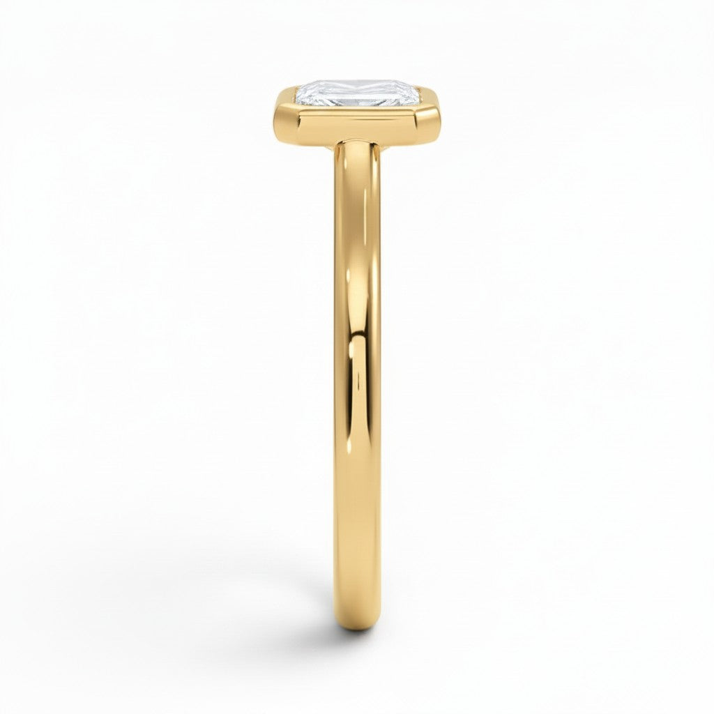 L'Emeraude® Bezel Solitaire 0.5ct Diamond Ring, 14K Yellow Gold