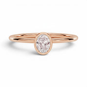 L'Ovale® Bezel Solitaire 0.5ct Diamond Ring, 14K Rose Gold