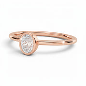 L'Ovale® Bezel Solitaire 0.5ct Diamond Ring, 14K Rose Gold