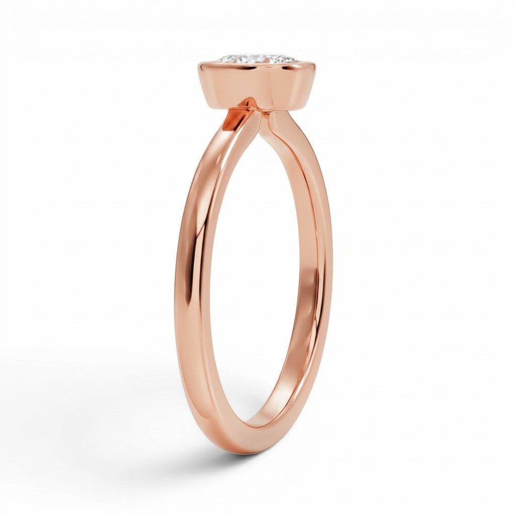 L'Ovale® Bezel Solitaire 0.5ct Diamond Ring, 14K Rose Gold