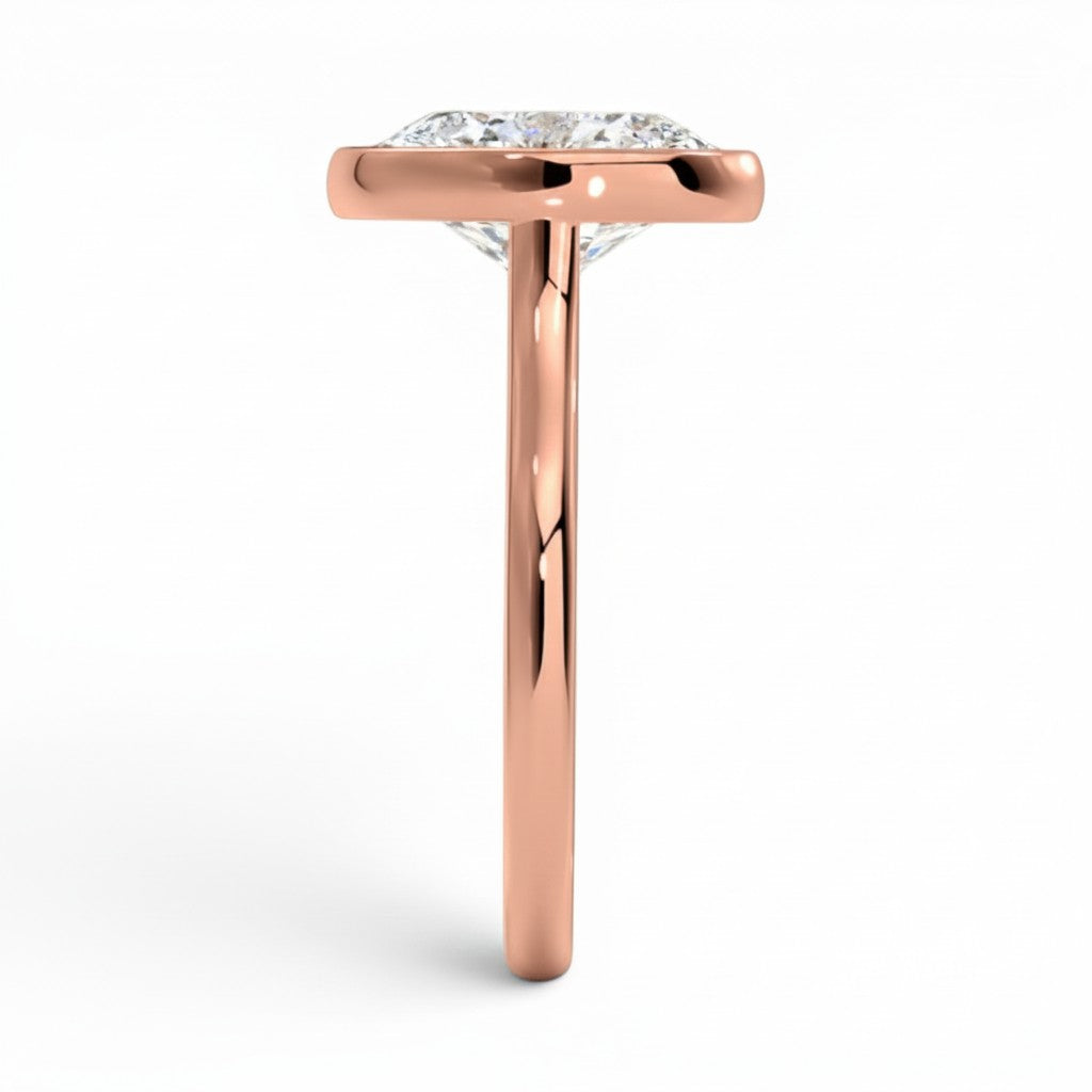 L'Ovale® Bezel Solitaire 3ct Diamond Ring, 14K Rose Gold
