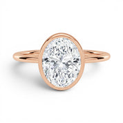 L'Ovale® Bezel Solitaire 3ct Diamond Ring, 14K Rose Gold