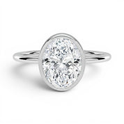 L'Ovale® Bezel Solitaire 3ct Diamond Ring, Platinum