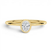 L'Ovale® Bezel Solitaire 0.5ct Diamond Ring, 14K Yellow Gold