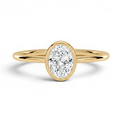 L'Ovale® Bezel Solitaire 1ct Diamond Ring, 14K Yellow Gold