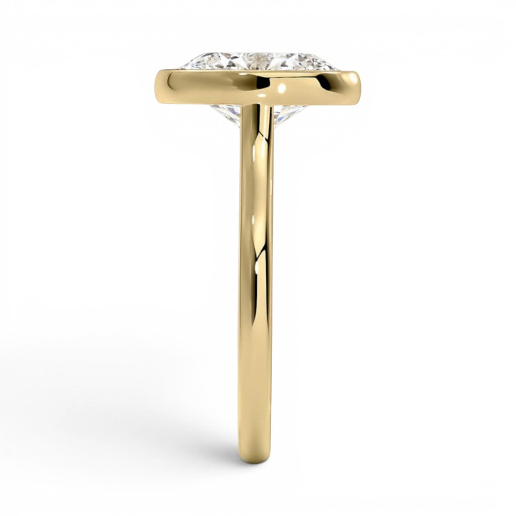 L'Ovale® Bezel Solitaire 3ct Diamond Ring, 14K Yellow Gold