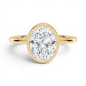 L'Ovale® Bezel Solitaire 3ct Diamond Ring, 14K Yellow Gold