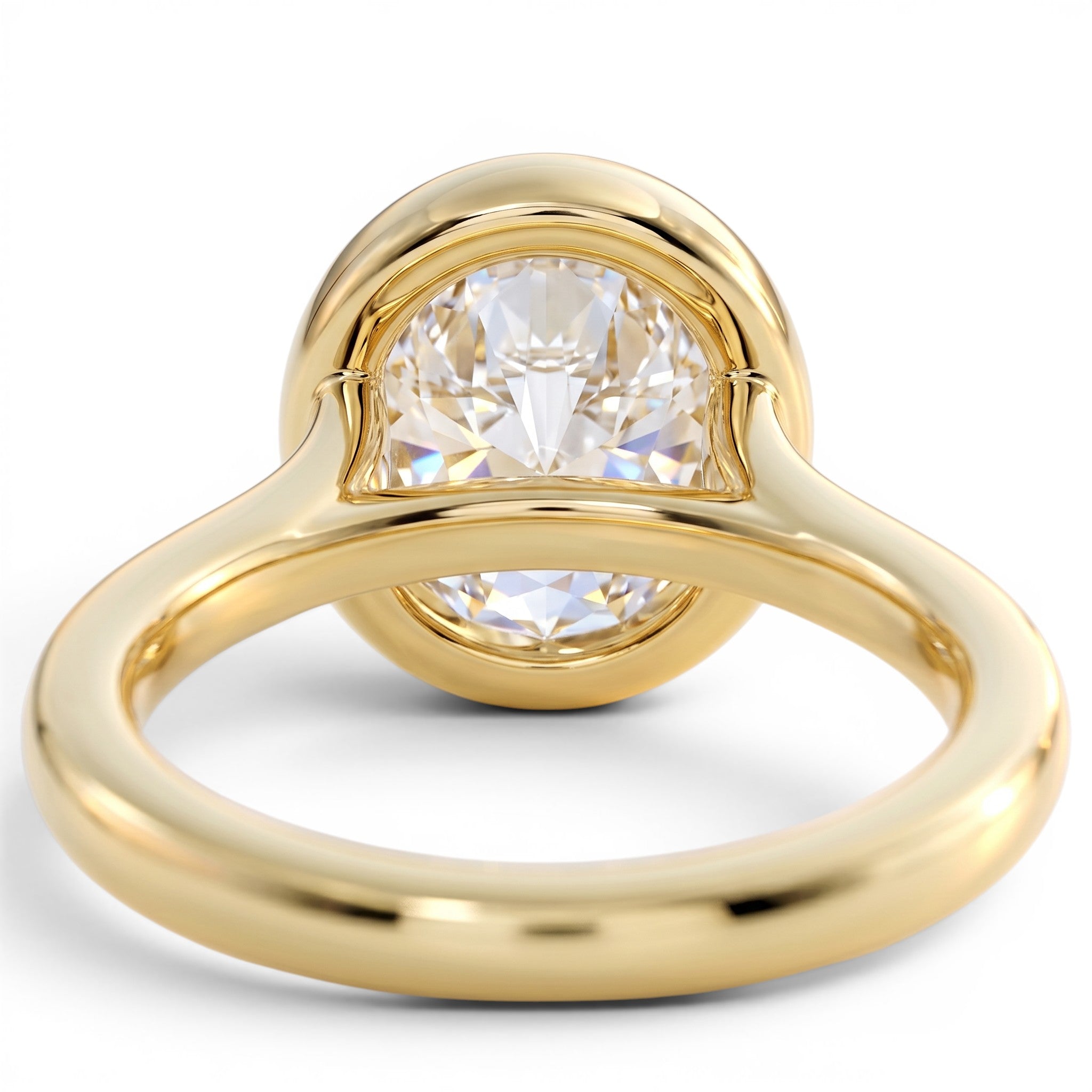 L'Ovale® Bezel Solitaire 2ct Diamond Ring, 14K Yellow Gold