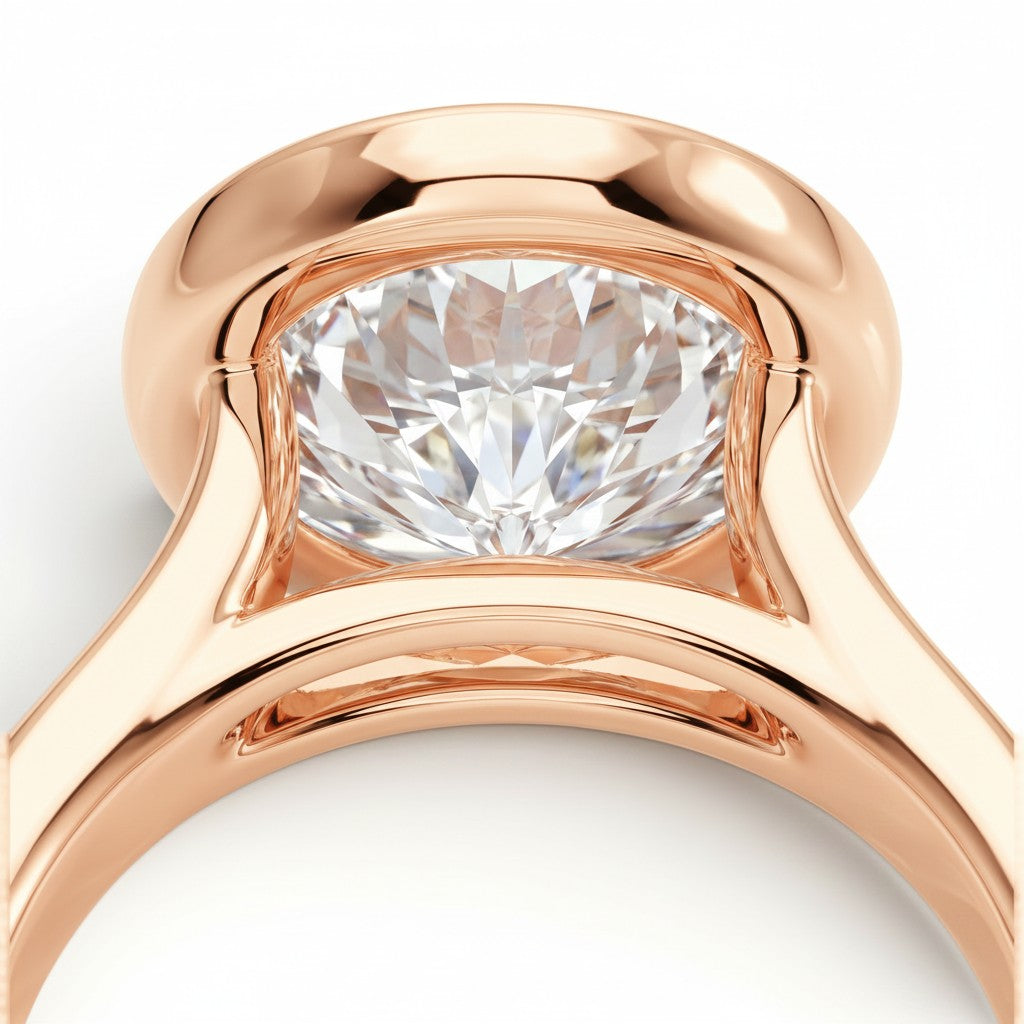 La Ronde® Bezel Solitaire 3ct Diamond Ring, 14K Rose Gold